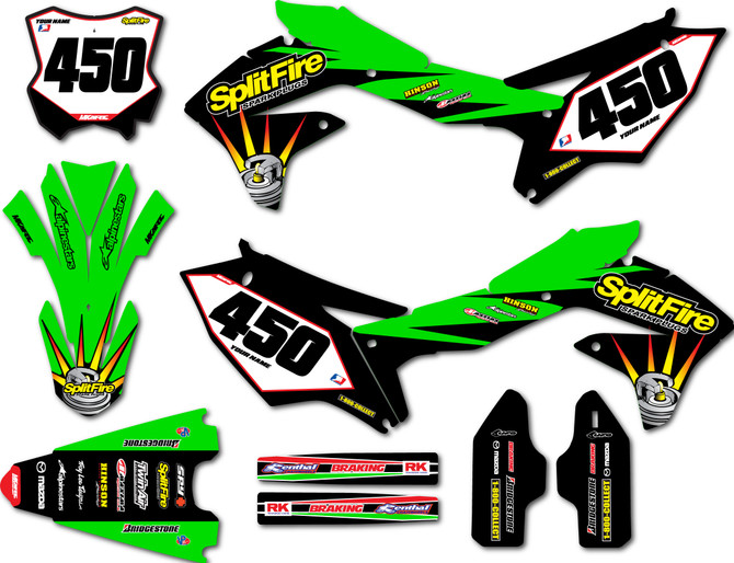 Kawasaki KXF 450 2016 2017 2018 custom graphics Rythm style sticker kit