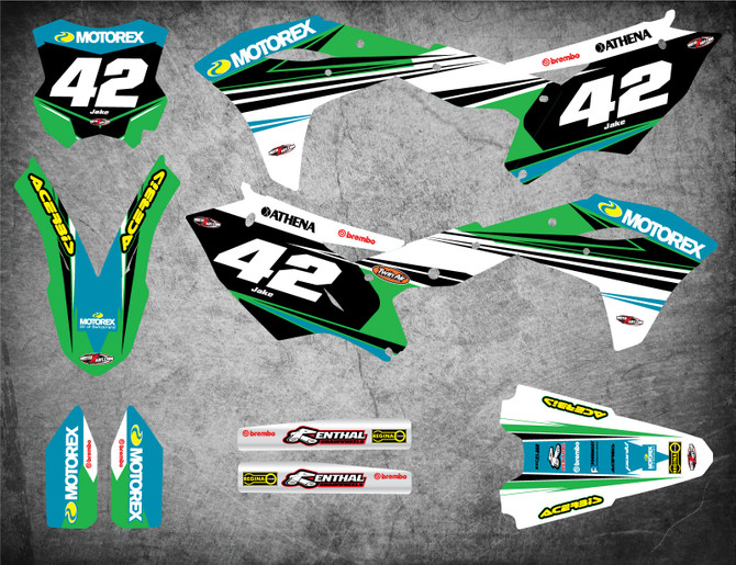 Kawasaki KXF 250 graphics kits Australia. Premium quality kawasaki sticker kits. STRIKE style decals.