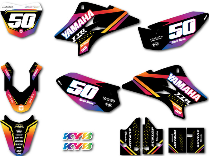 Yamaha TTR 50 custom decal kit, inject style stickers