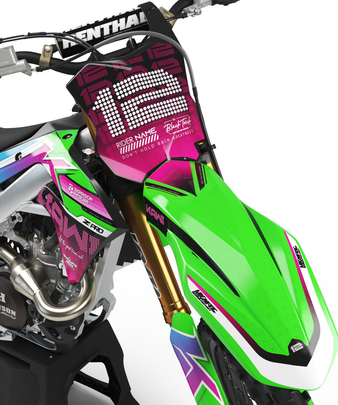 Kawasaki KLX 110 front mudgard sticker dreams style motoxart