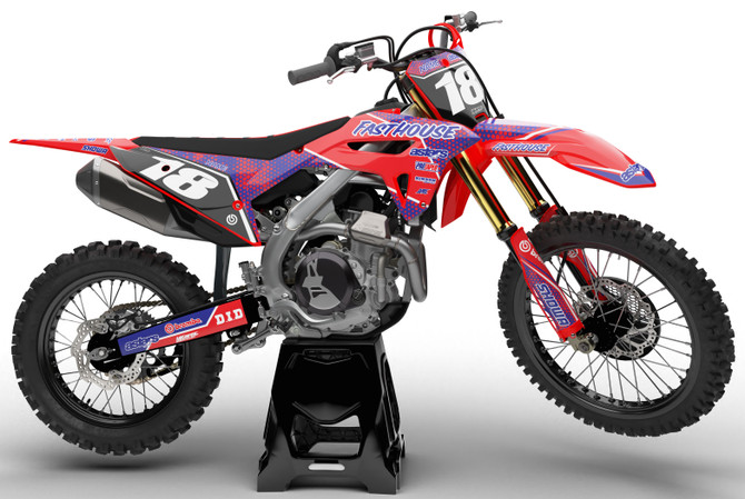 Honda CRF sticker kits Clipper style graphics side view.