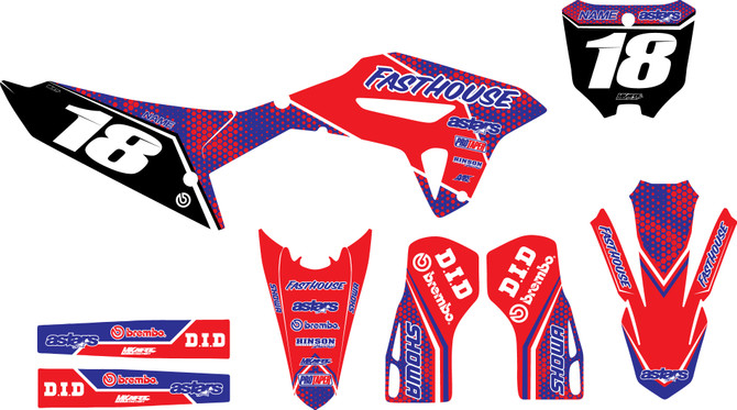 Honda CRF sticker kits Clipper style graphics design view.