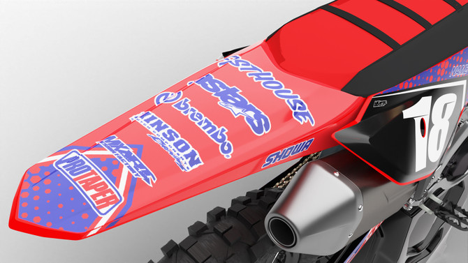 Honda CRF 110 graphics Clipper style decals rear view