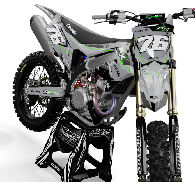 Kawasaki Factor Grey Style KLX 140 Sticker Kit