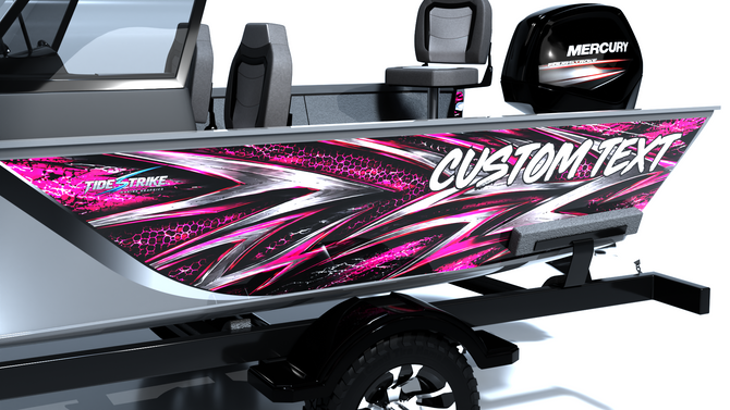 Custom Boat wrap pink close up