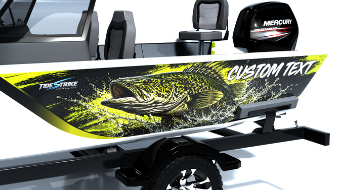 Custom boat wrap Murray Cod Rampage close up