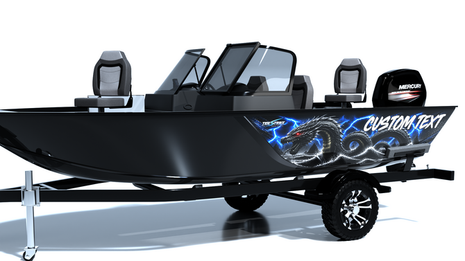 Custom Boat wrap sea serpent blue