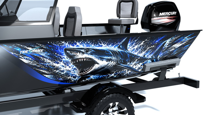 Mako Blue Standard Series Boat Half Wrap – 3M Marine Graphics Kit