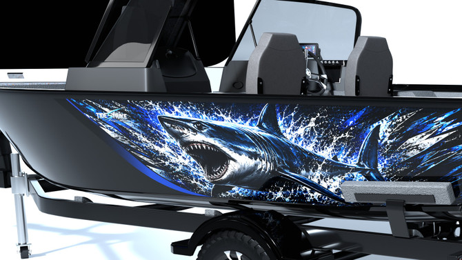 Mako Blue Standard Series Boat Half Wrap – 3M Marine Graphics Kit