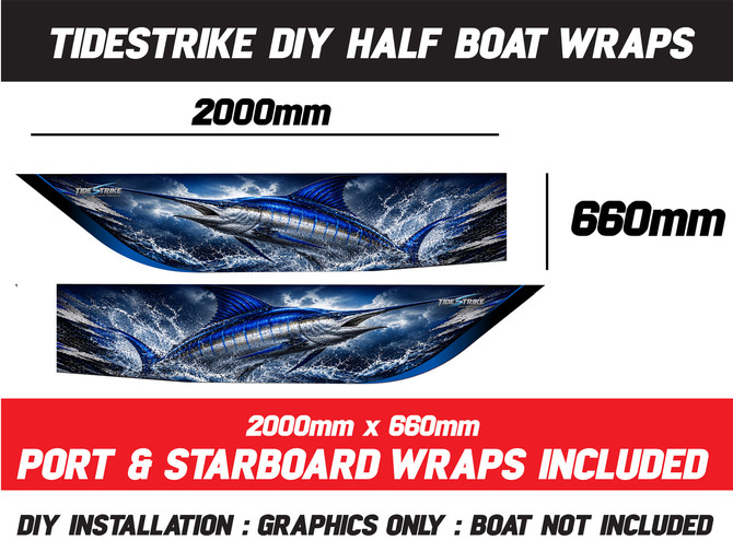 Marlin Standard Series Boat Half Wrap – 3M Marine Graphics Kit