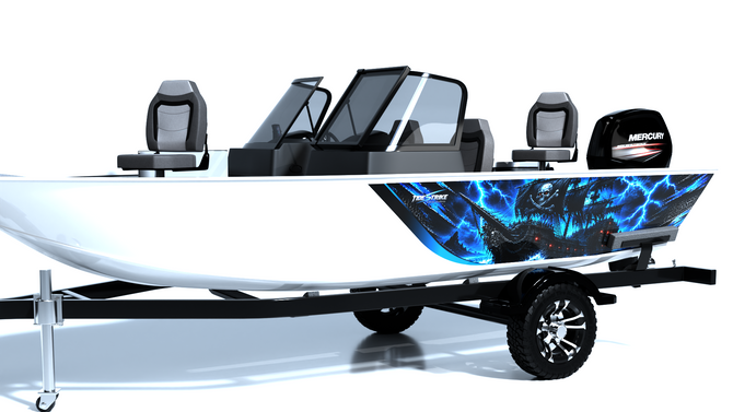 Ghost Ship Blue Standard Series Boat Half Wrap – 3M Marine Graphics Kit