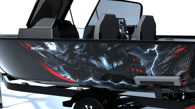 Ghost Ship Red Standard Series Boat Half Wrap – 3M Marine Graphics Kit
