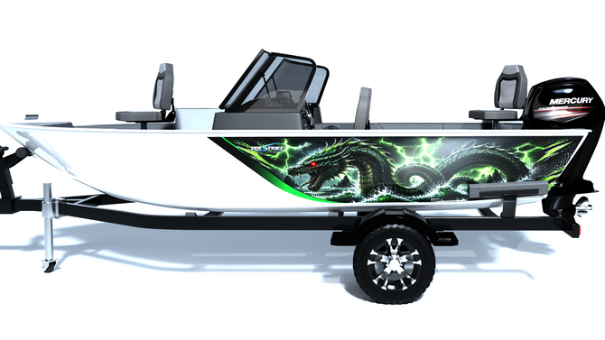 Sea Serpent Green Standard Series Boat Half Wrap – 3M Marine Graphics Kit