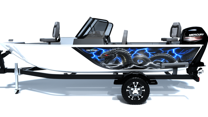 Sea Serpent Blue Standard Series Boat Half Wrap – 3M Marine Graphics Kit