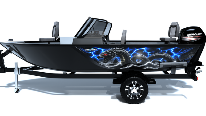 Sea Serpent Blue Standard Series Boat Half Wrap – 3M Marine Graphics Kit