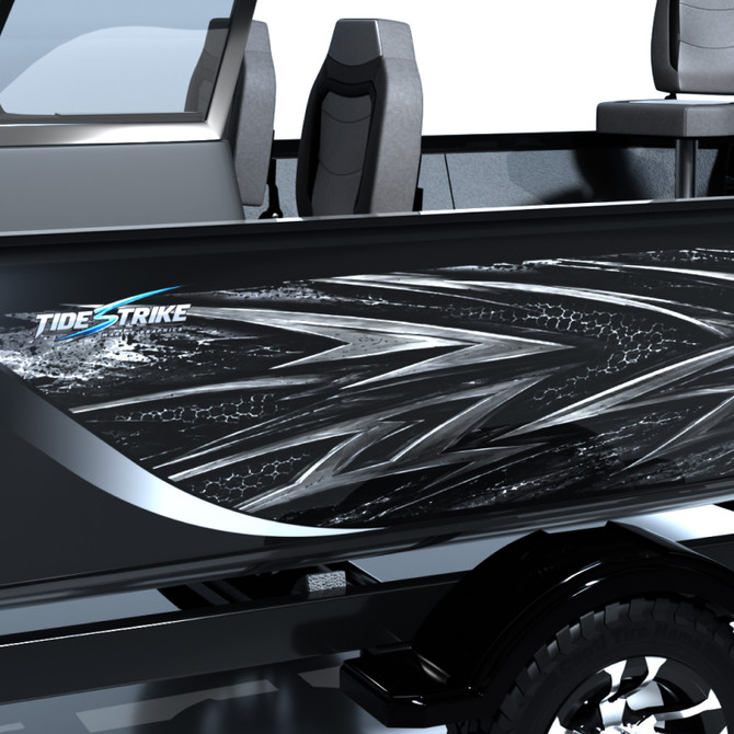 Shadow Strike Black Standard Series Boat Half Wrap – 3M Marine Graphics Kit