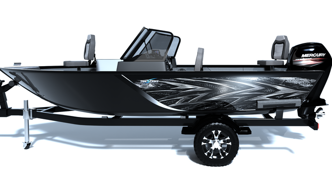 Shadow Strike Black Standard Series Boat Half Wrap – 3M Marine Graphics Kit
