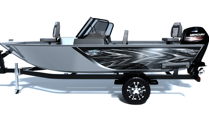 Shadow Strike Black Standard Series Boat Half Wrap – 3M Marine Graphics Kit