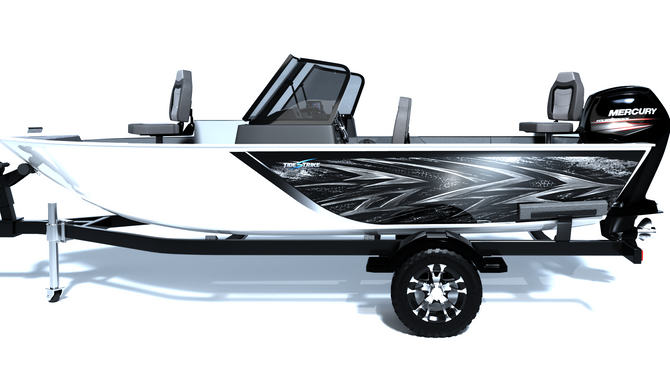 Shadow Strike Black Standard Series Boat Half Wrap – 3M Marine Graphics Kit