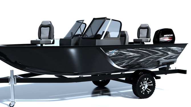 Shadow Strike Black Standard Series Boat Half Wrap – 3M Marine Graphics Kit