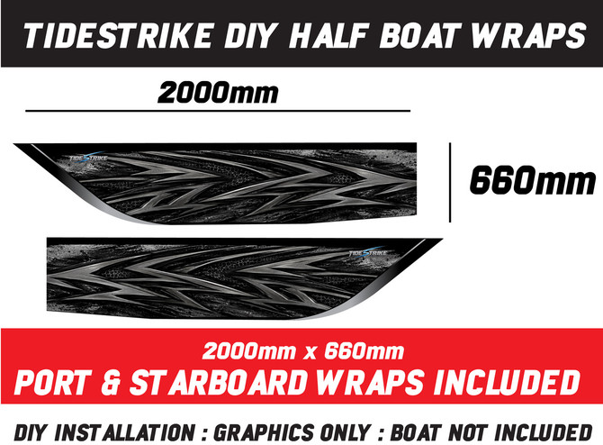 Shadow Strike Black Standard Series Boat Half Wrap – 3M Marine Graphics Kit