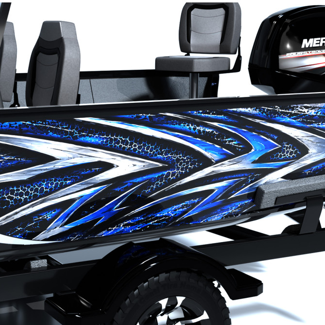 Shadow Strike Blue Standard Series Boat Half Wrap – 3M Marine Graphics Kit