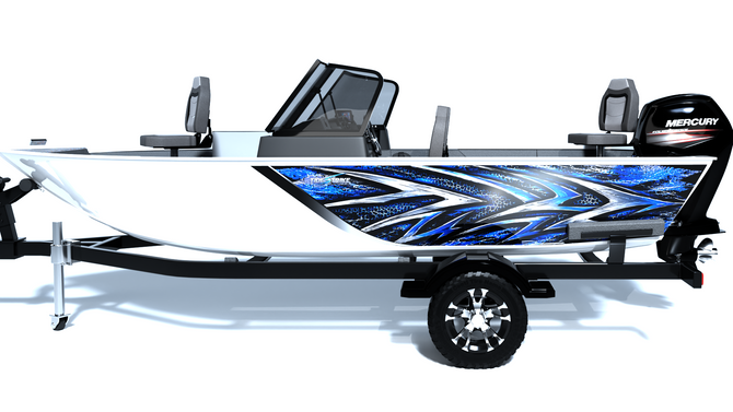 Shadow Strike Blue Standard Series Boat Half Wrap – 3M Marine Graphics Kit