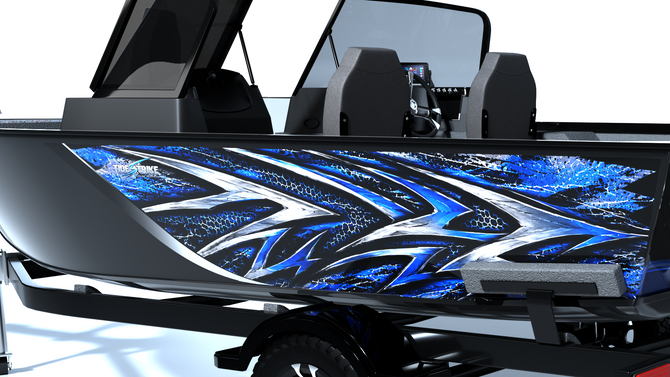 Shadow Strike Blue Standard Series Boat Half Wrap – 3M Marine Graphics Kit