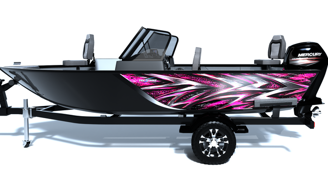 Shadow Strike Pink Standard Series Boat Half Wrap – 3M Marine Graphics Kit
