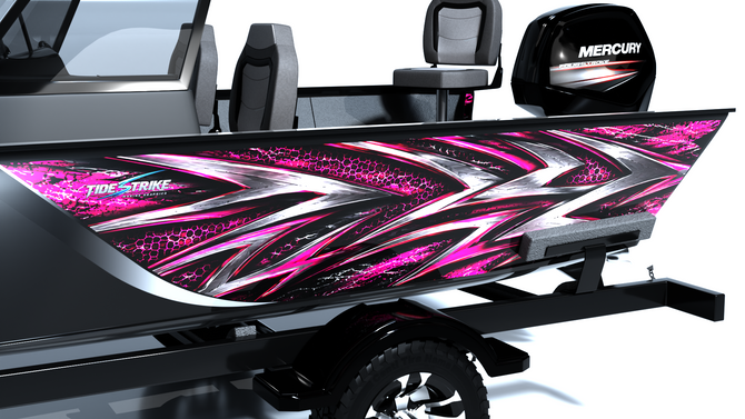Shadow Strike Pink Standard Series Boat Half Wrap – 3M Marine Graphics Kit