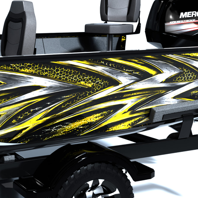 Shadow Strike Yellow Standard Series Boat Half Wrap – 3M Marine Graphics Kit