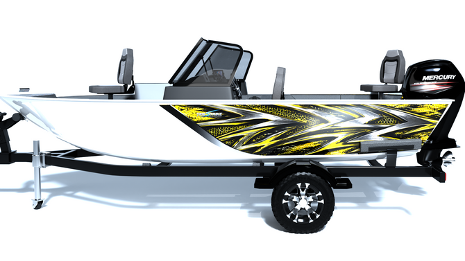 Shadow Strike Yellow Standard Series Boat Half Wrap – 3M Marine Graphics Kit