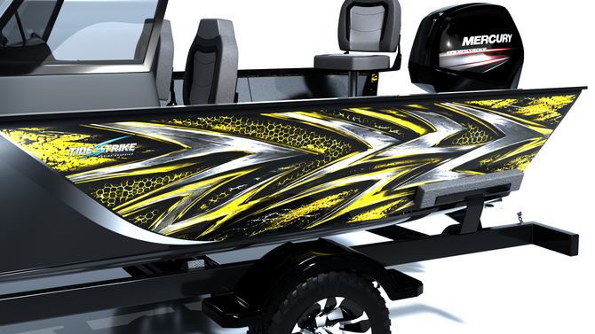 Shadow Strike Yellow Standard Series Boat Half Wrap – 3M Marine Graphics Kit