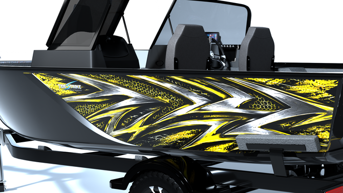 Shadow Strike Yellow Standard Series Boat Half Wrap – 3M Marine Graphics Kit