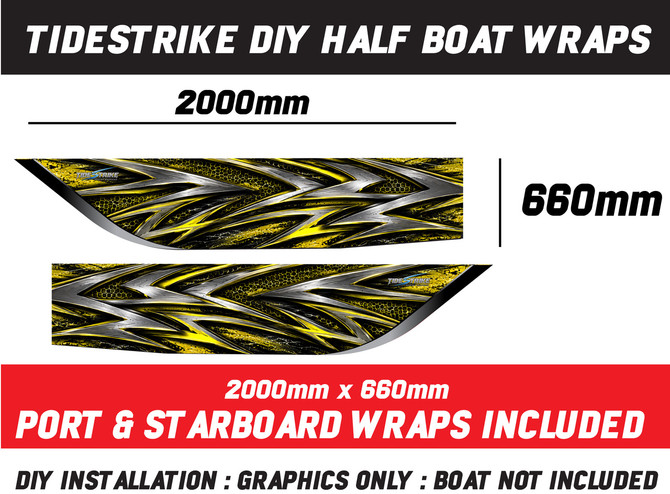 Shadow Strike Yellow Standard Series Boat Half Wrap – 3M Marine Graphics Kit