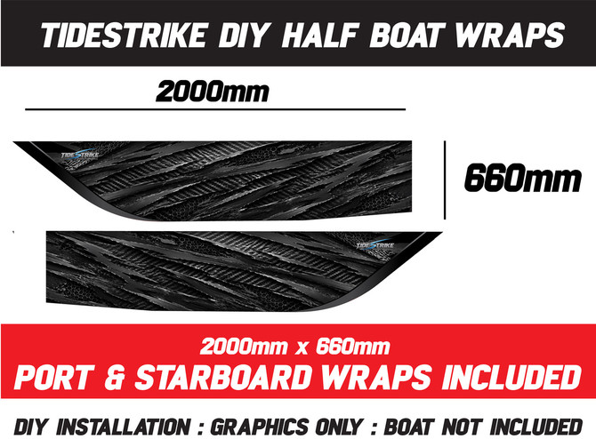 Carbon Stealth Standard Series Boat Half Wrap – 3M Marine Graphics Kit