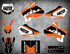 KTM 50 SX graphics Australia, image shows KTM SX 50 2002 2003 2004 2005 2006 2007 2008 2009 model sticker kits.