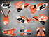 KTM EXC sticker kit Australia, image shows KTM EXC 2005 2006 2007 model graphiks. Free shipping on all dirt bike decals in Australia.