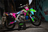 Promo shot of motoxart's Dreams kit for kawasaki dirt bikes