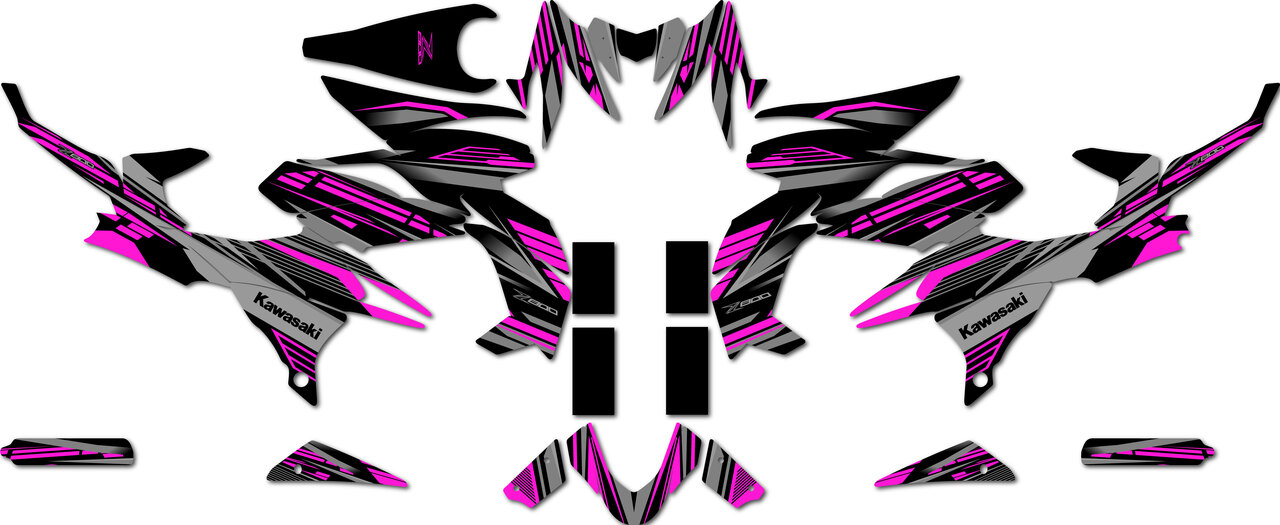Premium Kawasaki Street bike graphics Strike Pink Style