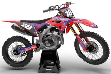 Honda CRF sticker kits Clipper style graphics side view.