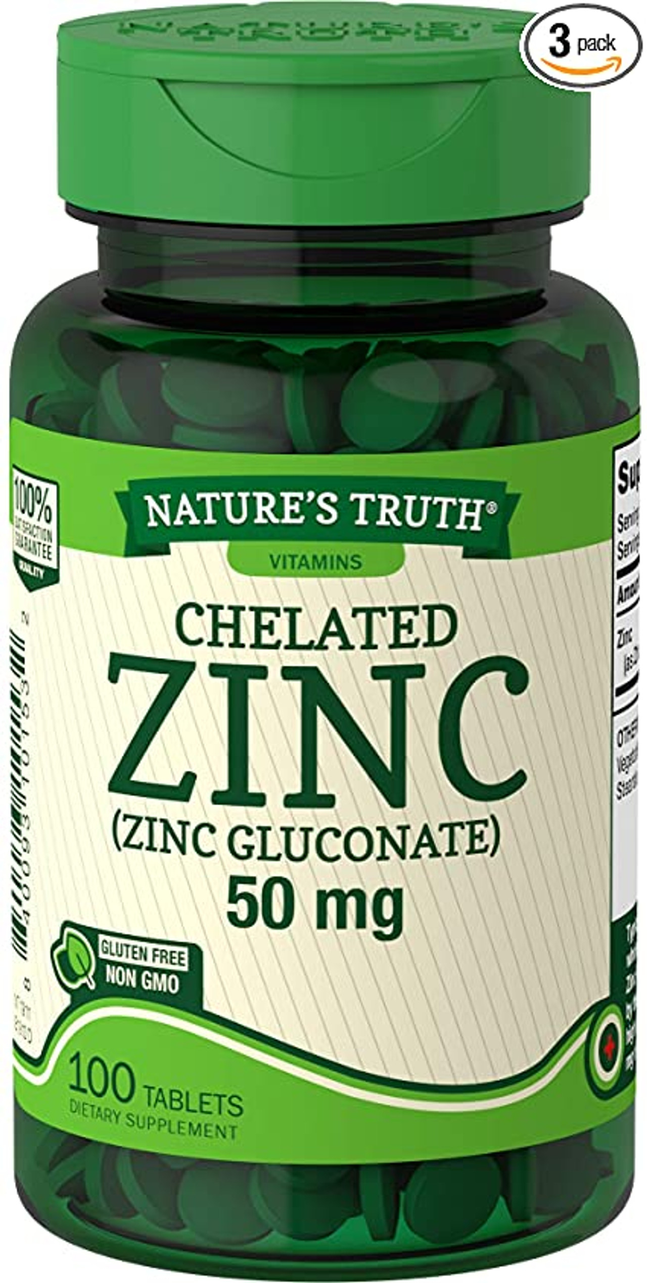 Natures Truth Chelated Zinc 50 Mg Tablets 100 Ct 7612