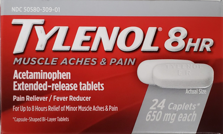 Tylenol 8 Hour Muscle Aches & Pain Acetaminophen Tablets for Muscle & Joint Pain, 24 ct