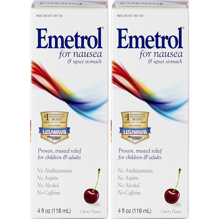 Emetrol Nausea & Upset Stomach Relief Liquid Medication, Cherry - 4 oz Bottle, 2 Count