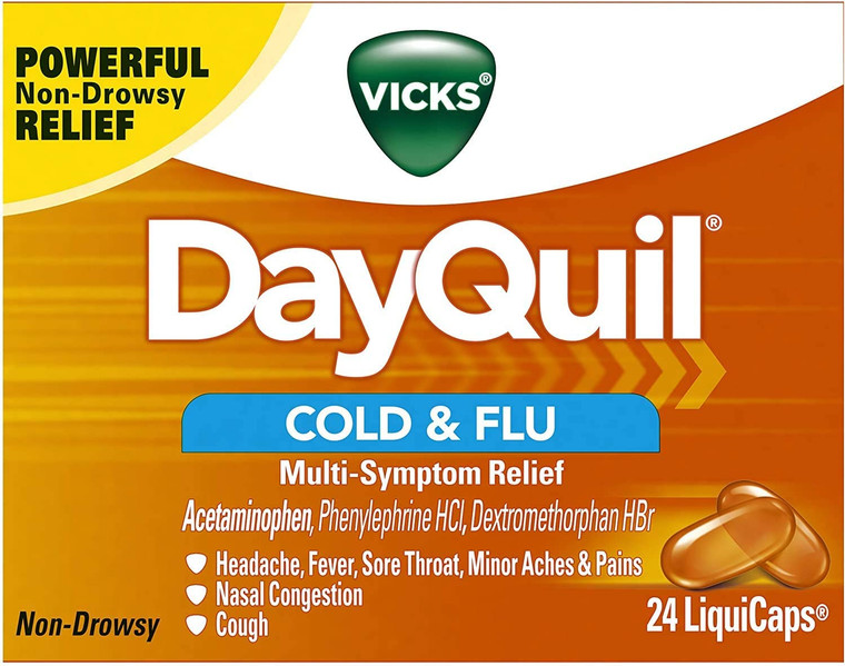 DayQuil Cold & Flu Multi-Symptom Relief LiquiCaps 24 Count Vicks