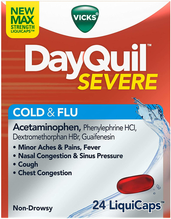 DayQuil Severe Daytime Cough, Cold & Flu Daytime Relief, 24 LiquiCaps