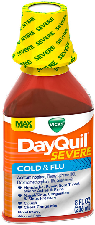 DayQuil SEVERE Cold and Flu Relief, Cold & Flu Liquid, 8 Fl Oz