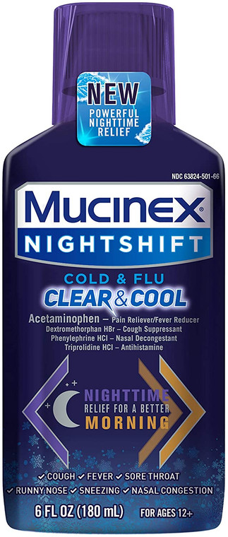 MUCINEX Nightshift Cold & Flu Clear & Cool Liquid 6 fl. oz.