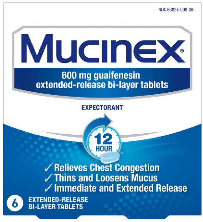 Mucinex 12-Hour Chest Congestion Expectorant Tablets, 6 Count