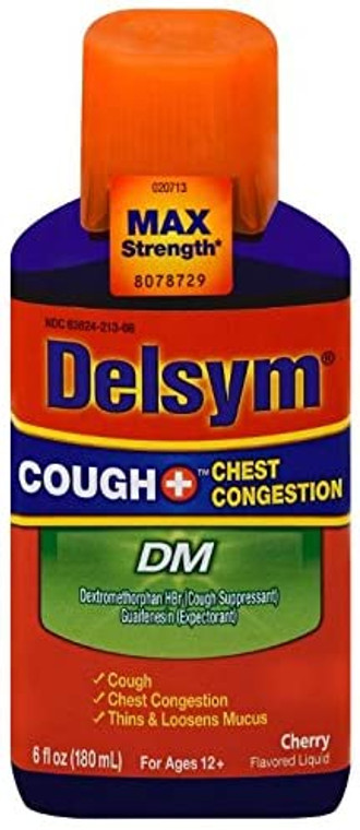 Delsym Cough Plus Chest Congestion DM Liquid, Cherry Flavor, 6 fl. oz.